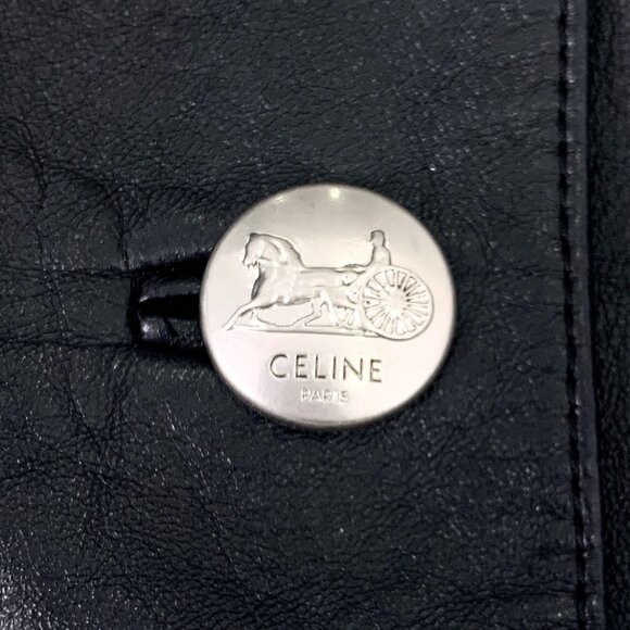 Celine Womens Black Lambskin Leather Buttoned Jacket With Belt & Zipper Details - Picture 7 of 8